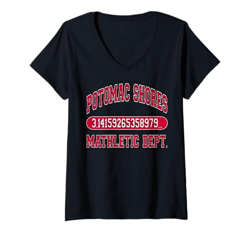 Damen Potomac Shores Mathletic Department Pi New Mathletic Department Red T-Shirt mit V-Ausschnitt Damen Potomac Shores Mathletic Department Pi New Mathletic Department Red T-Shirt mit V-Ausschnitt von MathWare