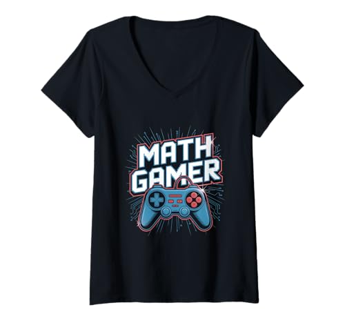 Damen Math Gamer Mathe Mathematik Zocken Controller T-Shirt mit V-Ausschnitt Damen Math Gamer Mathe Mathematik Zocken Controller T-Shirt mit V-Ausschnitt von Mathe Gamer Mathematik Zocken Controller