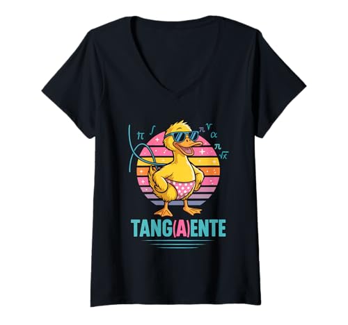 Damen Tang(a) Ente – Witziges Mathe Nerd Funshirt mit Tanga Ente T-Shirt mit V-Ausschnitt von Mathe Humor Bekleidung