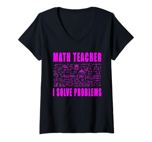 Damen Math Teacher I Solve Problems Mathe T-Shirt mit V-Ausschnitt Damen Math Teacher I Solve Problems Mathe T-Shirt mit V-Ausschnitt von Mathe Mathematik Schule Lehrer Algebra Geschenk