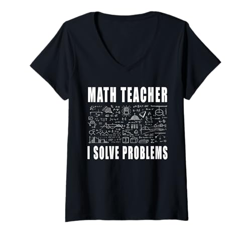 Damen Math Teacher I Solve Problems Mathe T-Shirt mit V-Ausschnitt Damen Math Teacher I Solve Problems Mathe T-Shirt mit V-Ausschnitt von Mathe Mathematik Schule Lehrer Algebra Geschenk