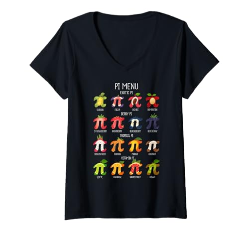 Damen Irrationale Zahl Pi Symbol Unendlichkeit Fruchtige Mathe T-Shirt mit V-Ausschnitt Damen Irrationale Zahl Pi Symbol Unendlichkeit Fruchtige Mathe T-Shirt mit V-Ausschnitt von Mathe Nerd Mathematiker Physiker Wissenschaftler