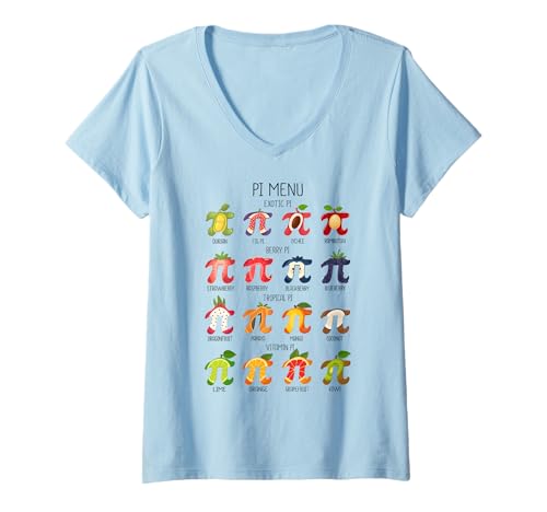 Damen Irrationale Zahl Pi Symbol Unendlichkeit Fruchtige Mathe T-Shirt mit V-Ausschnitt Damen Irrationale Zahl Pi Symbol Unendlichkeit Fruchtige Mathe T-Shirt mit V-Ausschnitt von Mathe Nerd Mathematiker Physiker Wissenschaftler