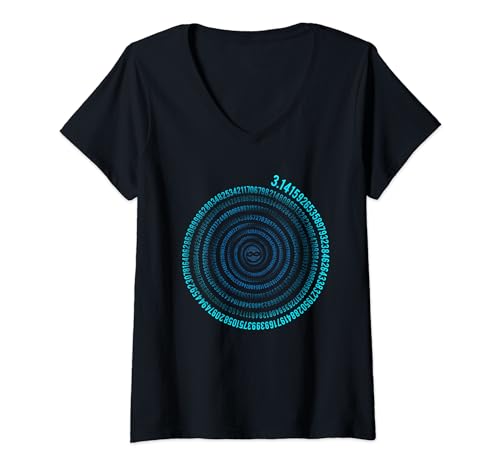 Damen Irrationale Zahl Pi Symbol Unendlichkeit Helix Spirale Mathe T-Shirt mit V-Ausschnitt von Mathe Nerd Mathematiker Physiker Wissenschaftler