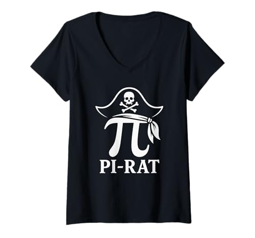 Damen Pi Rat Mathe Pirat Irrationale Zahl Pi Geek Pi-Day Mathe T-Shirt mit V-Ausschnitt Damen Pi Rat Mathe Pirat Irrationale Zahl Pi Geek Pi-Day Mathe T-Shirt mit V-Ausschnitt von Mathe Nerd Mathematiker Physiker Wissenschaftler