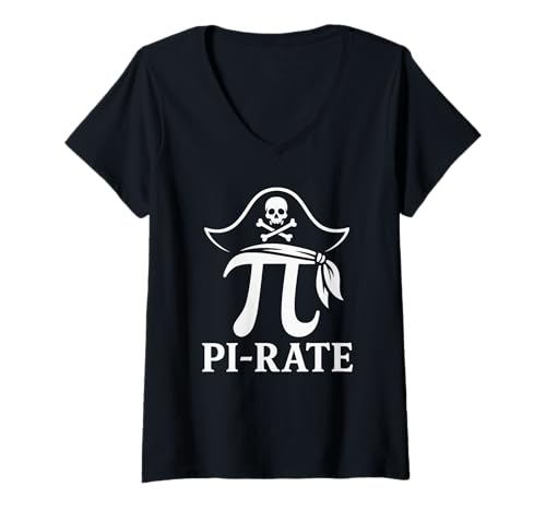 Damen Pi Rate Mathe Pirat Irrationale Zahl Pi Geek Pi-Day Mathe T-Shirt mit V-Ausschnitt von Mathe Nerd Mathematiker Physiker Wissenschaftler