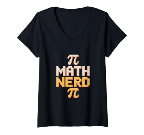 Damen Pi Math Nerd Retro Pixel Mathe Humor Algebra T-Shirt mit V-Ausschnitt von Mathe Nerd Pi Mathematik Geek Schule Lehrer
