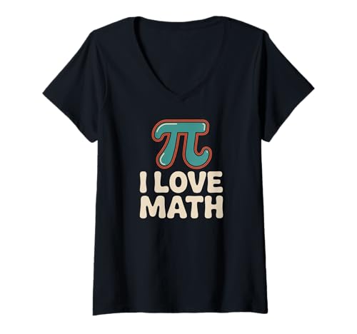 Damen Pi I Love Math Fun Mathematik Humor T-Shirt mit V-Ausschnitt von Mathematics Enthusiasts Pi Day Lovers