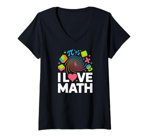 Damen I Love Math Pi Geometrie Algebra Enthusiast T-Shirt mit V-Ausschnitt von Mathematics Geometry Algebra Calculus