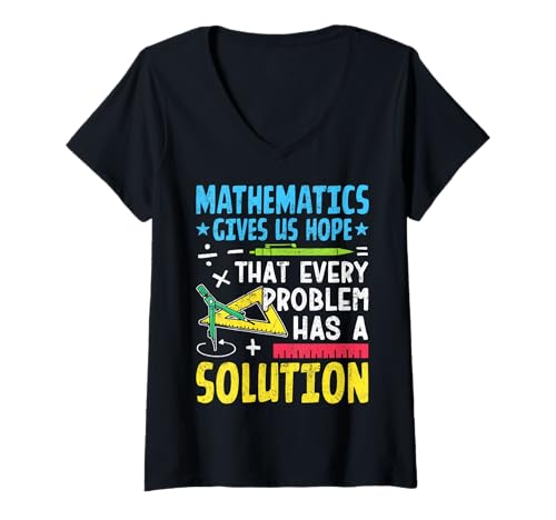 Damen Mathematik gibt uns Hoffnung, dass jedes Problem eine Lösung hat T-Shirt mit V-Ausschnitt Damen Mathematik gibt uns Hoffnung, dass jedes Problem eine Lösung hat T-Shirt mit V-Ausschnitt von Mathematics Hope Problem Solution Gift Cute Math