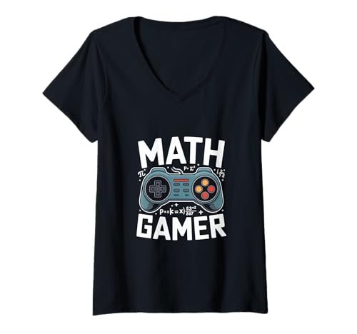 Damen Math Gamer Retro Controller Mathe Nerd Schule T-Shirt mit V-Ausschnitt Damen Math Gamer Retro Controller Mathe Nerd Schule T-Shirt mit V-Ausschnitt von Mathematik Gamer Retro Controller Nerd Zocker
