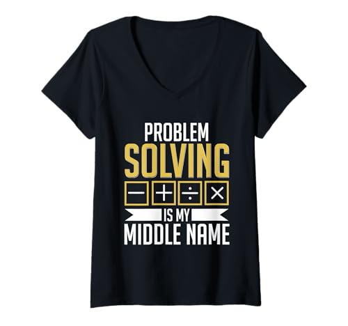 Damen Mathe Mathelehrer Problem Solving is My Middle Name T-Shirt mit V-Ausschnitt von Mathematische Wissenschaftliche Formel