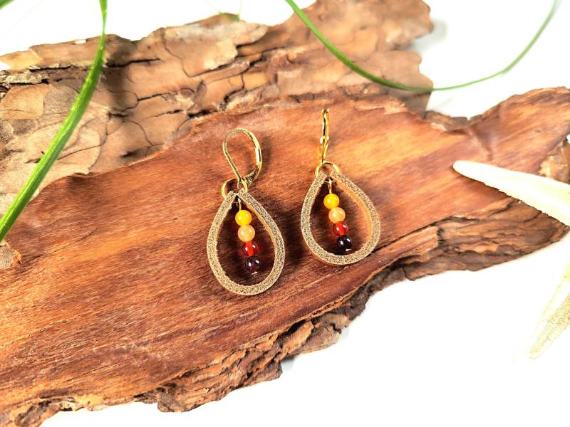 Chakra Edelstein Ohrringe Mit Leder | Spiritueller Energieschmuck Für Yogis Im Boho Stil von MatherlandCrafts