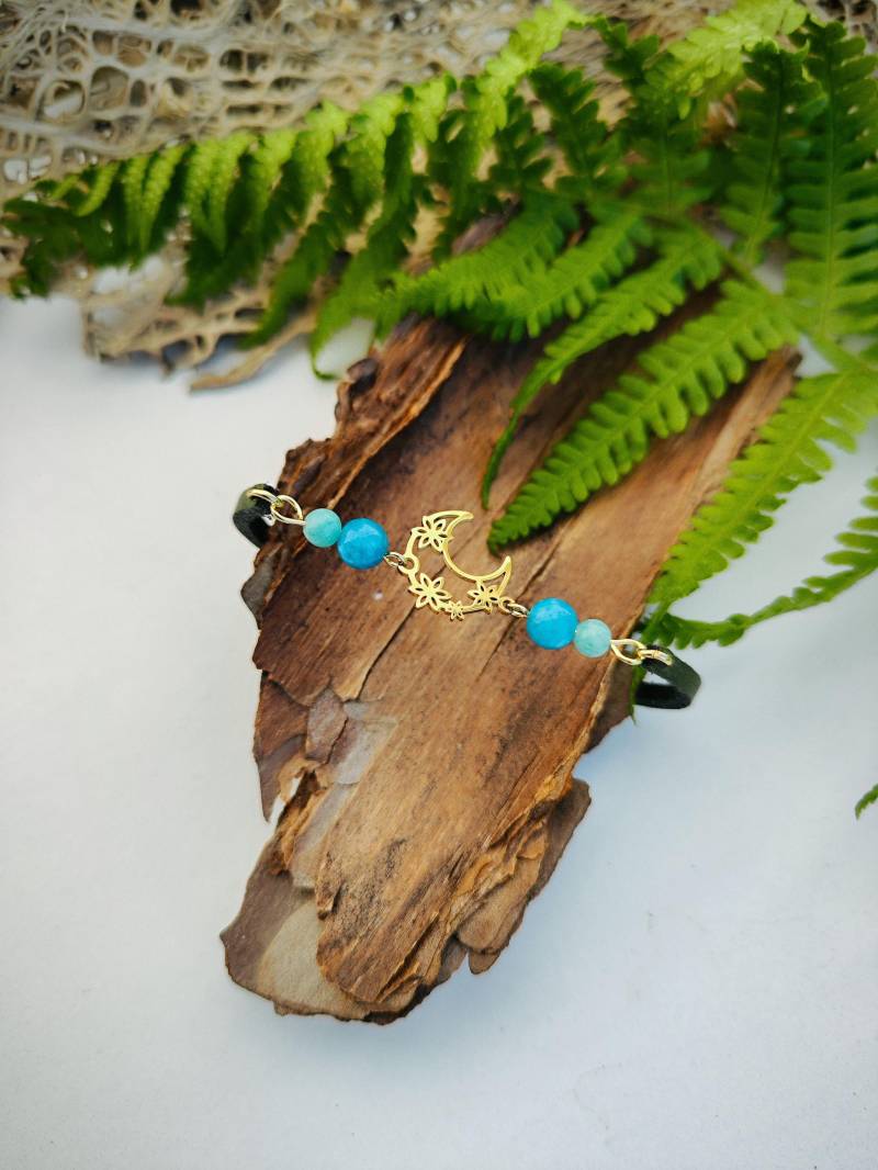 Mond Armkettchen Aus Leder Und Edelsteinperlen Für Yogis | Spirituelles Energie Armband Frauen von MatherlandCrafts