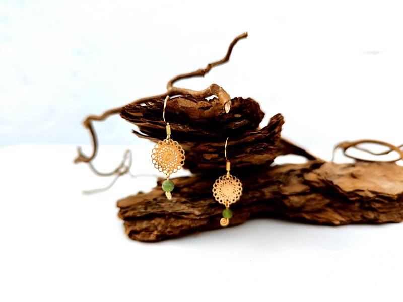 Spirituelle Boho Mandala Ohrringe Mit Edelsteinperlen | Handgemachter Yogi Schmuck Für Frauen von MatherlandCrafts