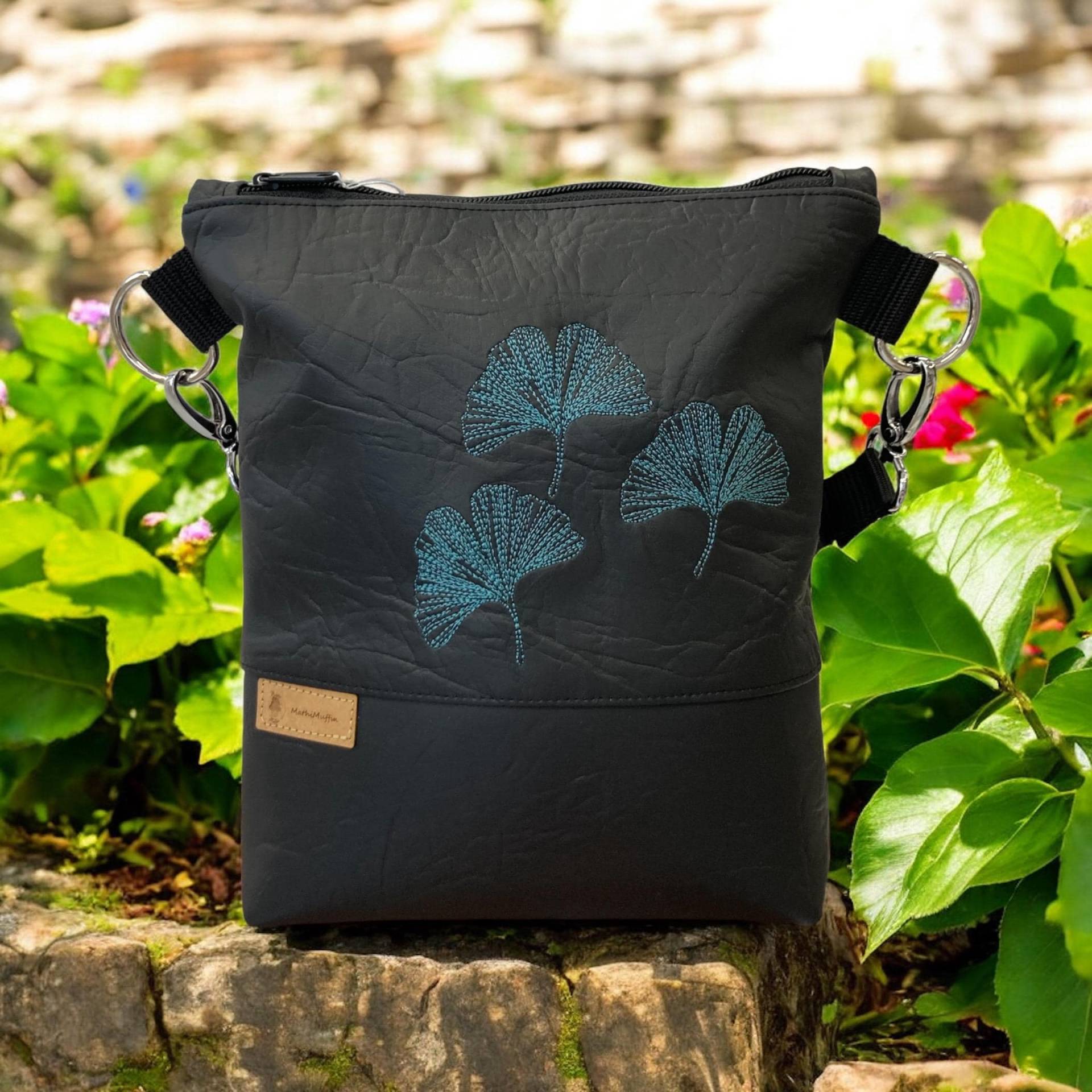 Tasche Ginkgo Schwarz Petrol Tasche Ginkgo Schwarz Petrol von MathiMuffin