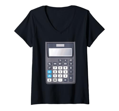Damen Maths Day Costume for Kids Calculator Costume Number T-Shirt mit V-Ausschnitt Damen Maths Day Costume for Kids Calculator Costume Number T-Shirt mit V-Ausschnitt von Maths Day Fun Number Costume Kids Calculator