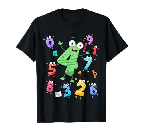 Mathe-Tag Zahlenkostüm mit Nummer 4 Idee für Kinder Nummer T-Shirt von Maths Number Outfit Ideas For Kids With Number 4