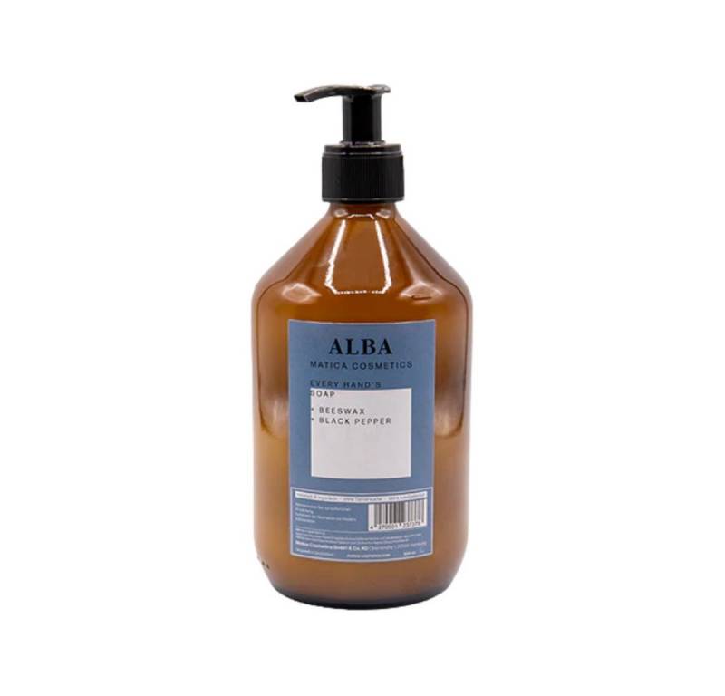 Matica Cosmetics Handseife ALBA schwarze Pfeffernote, milde Naturseife mit Bienenwachs 500 ml, Handgefertigt in Hamburg von Matica Cosmetics