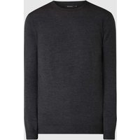 Matinique Strickpullover aus Lanawolle Modell 'Margrate Merino' in Dunkelgrau Melange, Größe M von Matinique