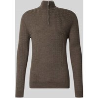 Matinique Strickpullover mit Troyer-Kragen Modell 'mason' in Dunkelbraun, Größe S von Matinique