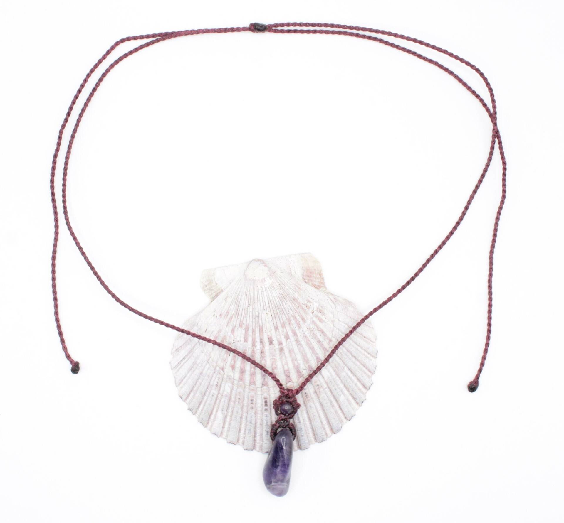 Amethyst Makramee Kette - Lila Mit Amethystperle von MatizarArt