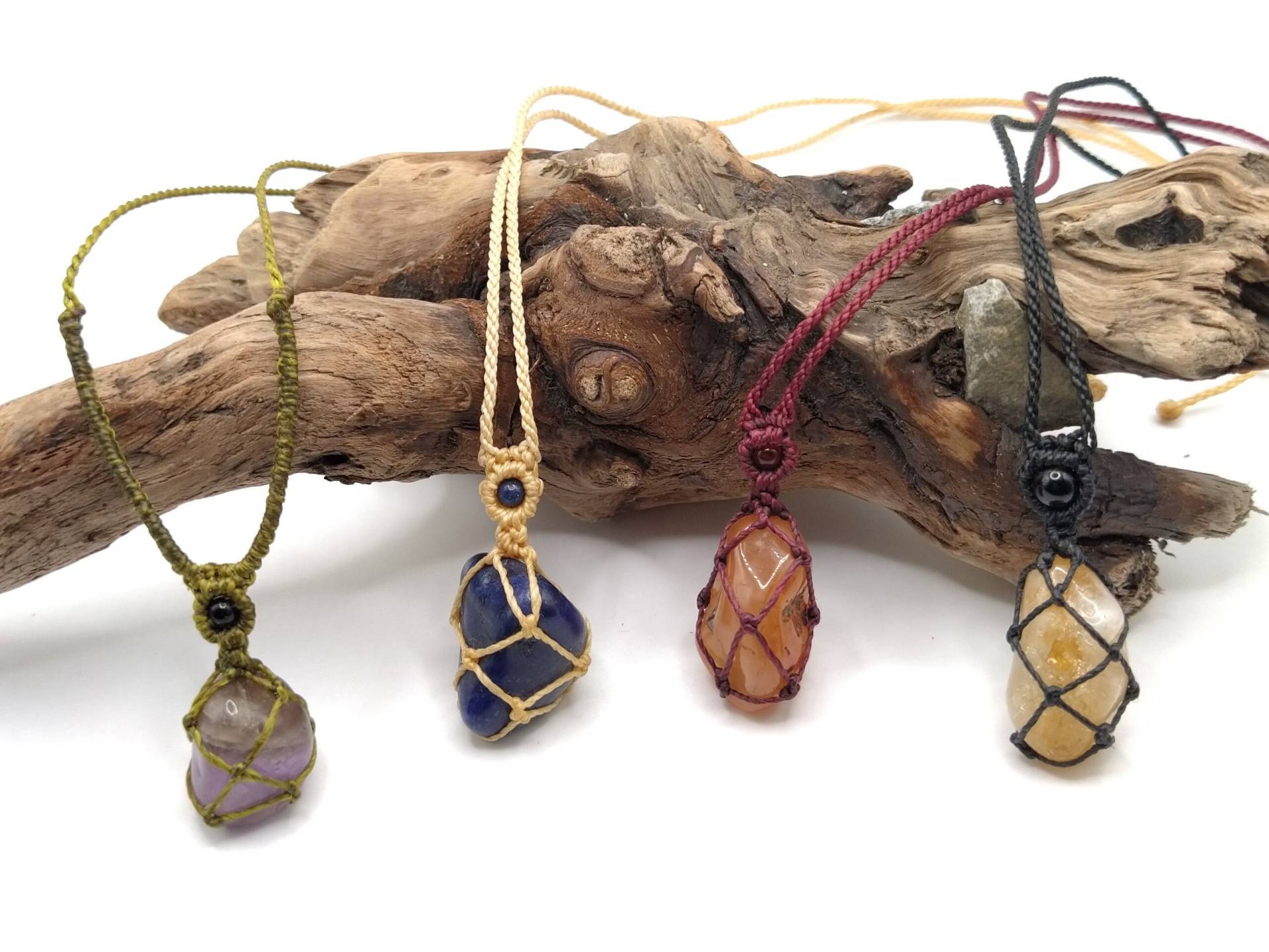 Halsketten Aus Natürlichen Edelsteinen Mit Perlen - Amethyst Sodalith Achat Citrin von MatizarArt