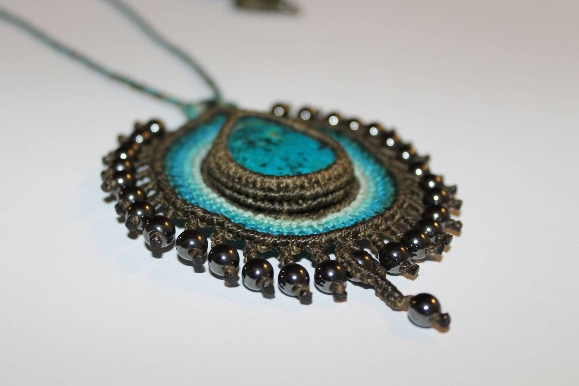 Kette Makramee Mit Chrysokoll Edelstein von MatizarArt