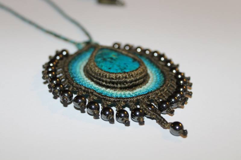 Kette Makramee Mit Chrysokoll Edelstein von MatizarArt