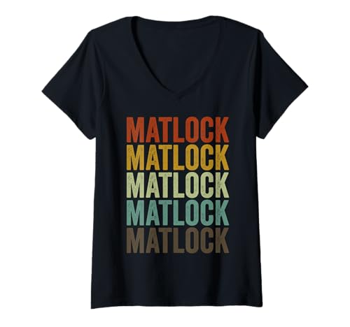 Damen Matlock City Retro T-Shirt mit V-Ausschnitt Damen Matlock City Retro T-Shirt mit V-Ausschnitt von Matlock City Clothing