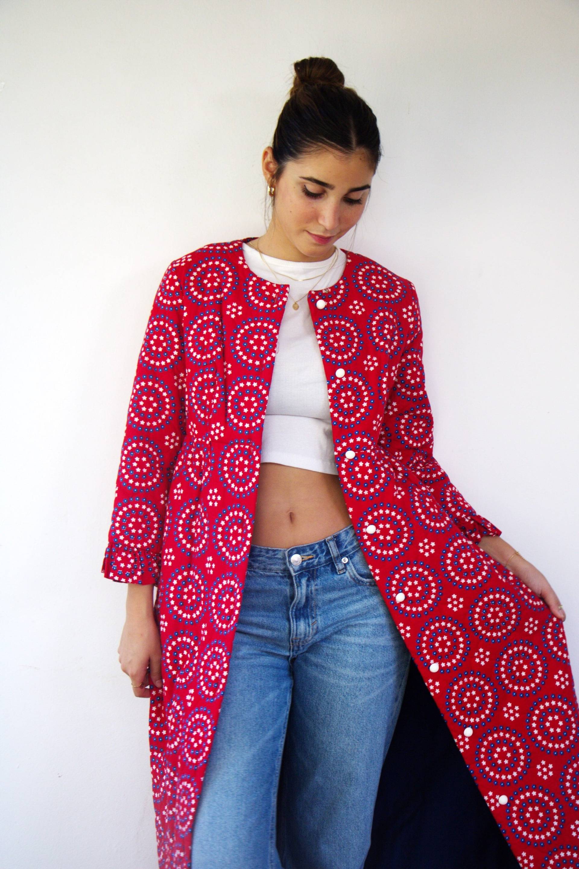 Vintage 60Er Jahre Duster Hausmantel, Gesteppter Empire-Taille // S von Matmonitvintage