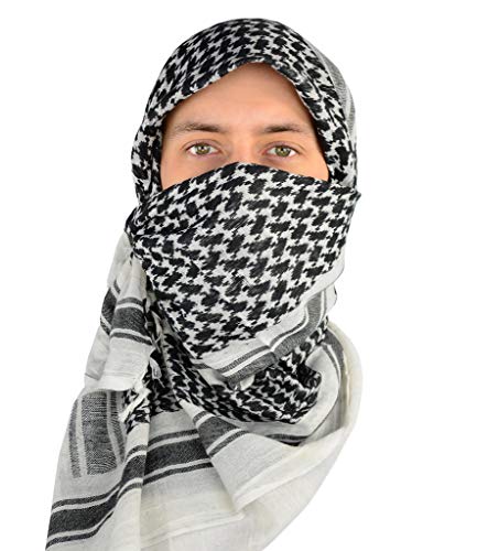 Mato & Hash Militärischer Shemagh-Schal, 100 % Baumwolle, Keffiyeh-Schal, weiß / schwarz, Einheitsgröße Mato & Hash Militärischer Shemagh-Schal, 100 % Baumwolle, Keffiyeh-Schal, weiß / schwarz, Einheitsgröße von Mato & Hash