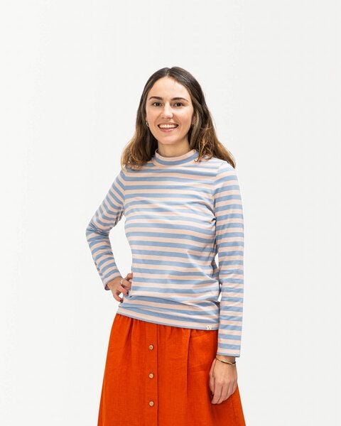 Matona Hochgeschlossenes Langarmshirt mit verspieltem, buntem Streifendesign / Collared Longsleeve von Matona