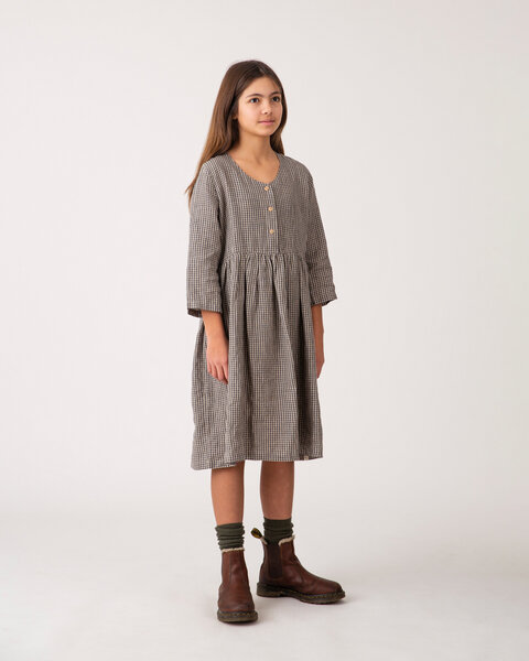 Matona Kleid mit 3/4 Ärmel für Kinder aus Leinen / Buttoned Midi Dress von Matona