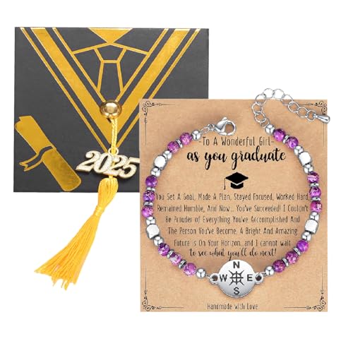 Armband Geschenk zum Abschluss Mädchen, Schulabschluss Geschenk mit Armband, Abitur 2025 Geschenke für Mitschüler Freund Tochter (Stil 2) von Matreeglam