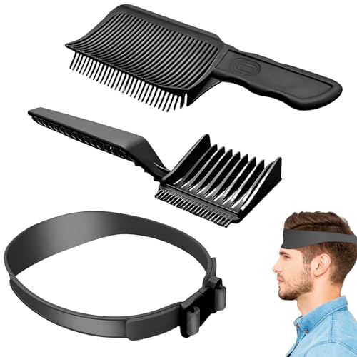Haarschneidekamm Set 3 Stück Friseur Kamm für Männer übergang Verstellbare Haarschneide Schablone Gebogenes Friseur Kamm mit Haargummi Geliefert für Herren Salon von Matreeglam