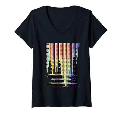 Damen Binärcode Matrix Vintage Computer Bildschirm Hacker T-Shirt mit V-Ausschnitt Damen Binärcode Matrix Vintage Computer Bildschirm Hacker T-Shirt mit V-Ausschnitt von Matrix code Binary code Coding geek