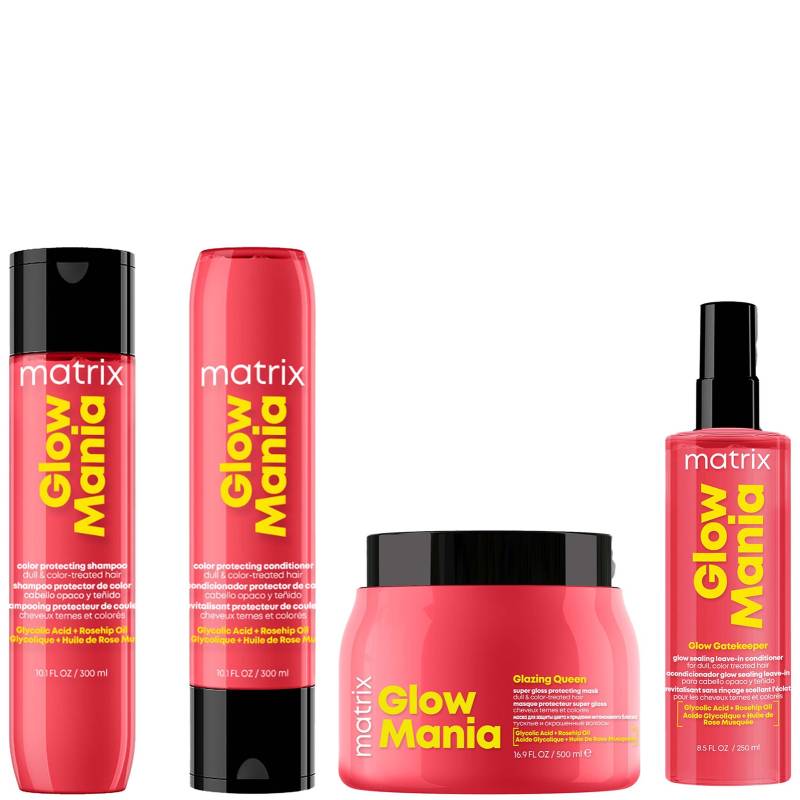 Glow Mania Colour Protecting Set including Shampoo, Conditioner, Leave-In Conditioner, and Mask von Matrix