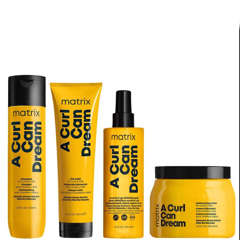 Matrix A Curl Can Dream Shampoo Hair Mask Moisturising Cream and Scrunch 'N' Go Defining Spray for Wavy and Curly Hair von Matrix