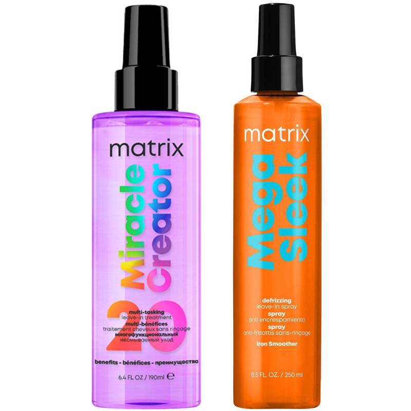Matrix Mega Sleek Iron Smoother For Anti-Frizz and Humidity Protection + Miracle Creator 20 Benefits Hair Treatment Spray Bundle von Matrix