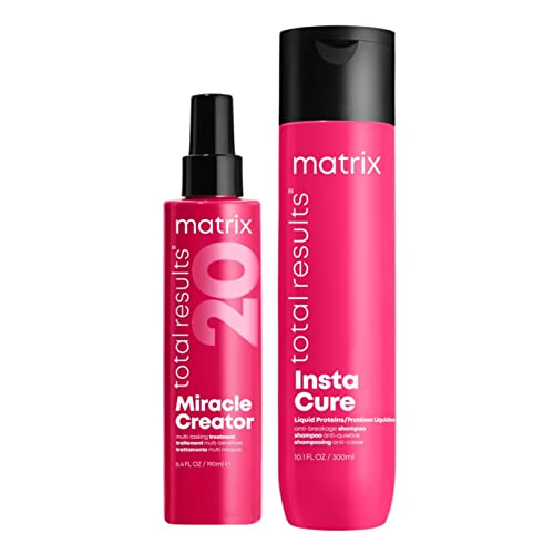 Matrix Pflegeduo mit Miracle Creator Leave-In Spray mit 20 pflegenden Eigenschaften und InstaCure Anti-Haarbruch Shampoo für geschädigtes Haar von Matrix