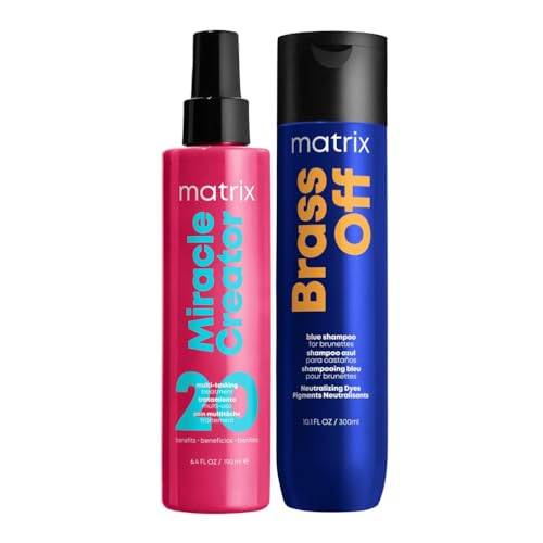 Matrix Miracle Creator Leave-In Spray mit 20 pflegenden Eigenschaften & Brass Off Shampoo für brünettes Haar gegen Kupferstich von Matrix