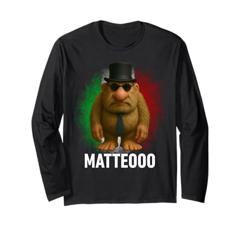 Matteo Mateo Matteooo Italienische Brainrot Meme Flagge Italien Kinder Langarmshirt Matteo Mateo Matteooo Italienische Brainrot Meme Flagge Italien Kinder Langarmshirt von Matteo Matteoooo Mateooo Monkey Trendy Boys Tee