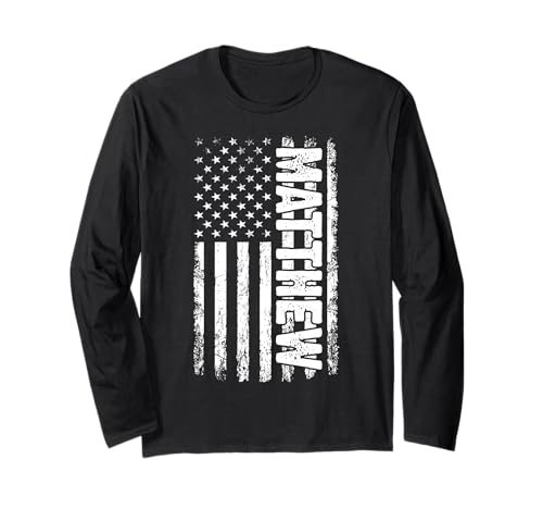 Matthew persönlicher Name American Flag Retro Männer Frauen Langarmshirt von Matthew spezialisiert den ersten Jungen Männer
