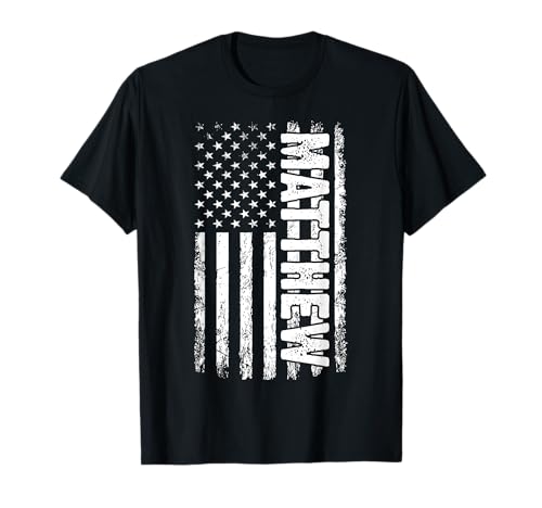 Matthew persönlicher Name American Flag Retro Männer Frauen T-Shirt von Matthew spezialisiert den ersten Jungen Männer