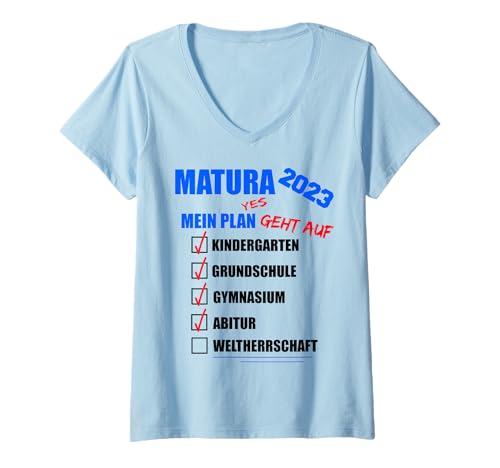 Damen Matura 2023 Abitur bestanden Weltherrschaft Matura 2023 T-Shirt mit V-Ausschnitt Damen Matura 2023 Abitur bestanden Weltherrschaft Matura 2023 T-Shirt mit V-Ausschnitt von Matura Geschenk Abiturient Prüfung-Abschluss Shirt