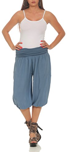 Matyfashion Damen Sommerbermuda Pluderhose Kurze Haremshose Weite Pumphose 2003 (Blau) von Matyfashion