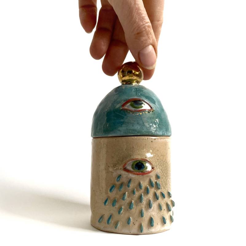 Box Im Spirituellen Stil, Meditationsraum, Keramik Schmuckschatulle, Ringschale, Ganzheitliche Heilung, Hamsa Auge, Spiritueller Raum, Bonbonglas von MatyldaCeramicsShop