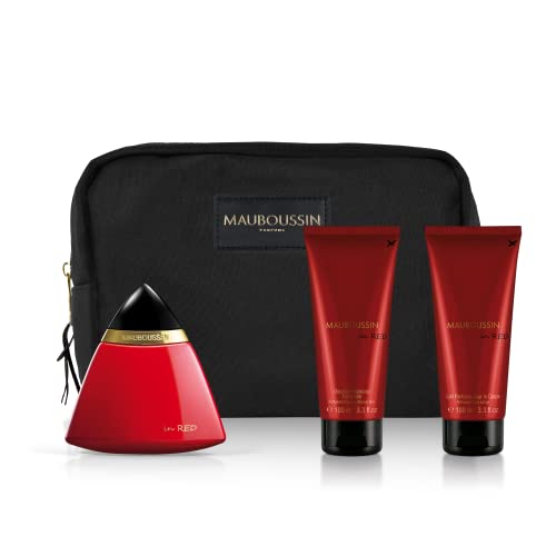 Mauboussin - Prestige 2022 In Rot: Eau de Parfum 100 ml, kostbare Dusche 100 ml, Duftmilch 100 ml & Kulturbeutel von Mauboussin