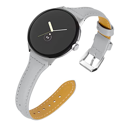 Maucoray Leder-Uhrenarmband kompatibel mit Google Pixel Watch 2/Pixel Uhrenarmband, Ersatzzubehör, verstellbares Armband, Leder Edelstahl von Maucoray